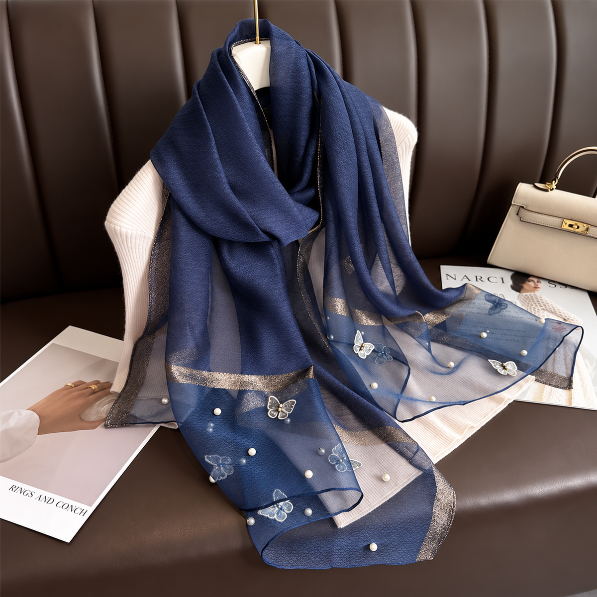 Marielle Pearl Silk Shawl