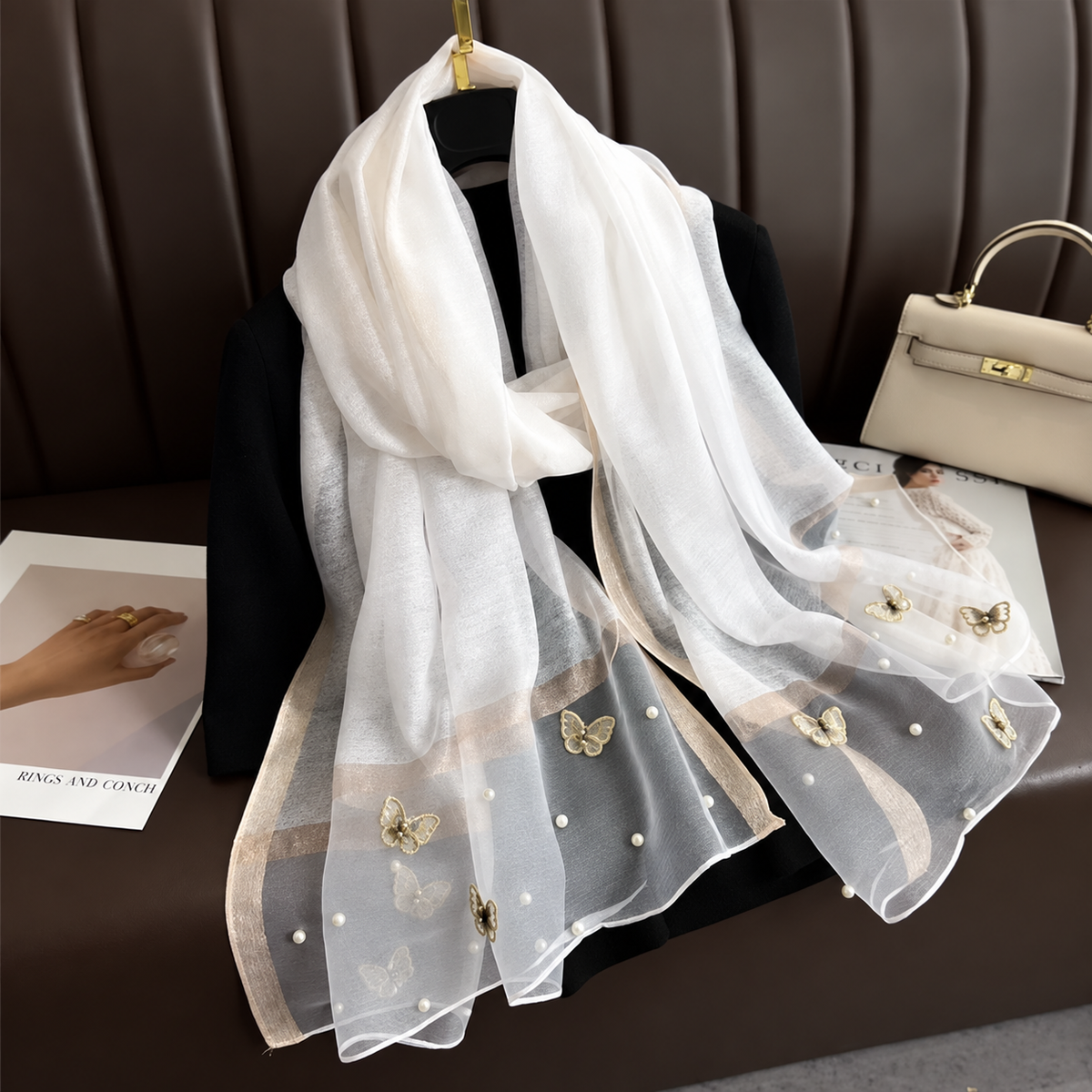 Marielle Pearl Silk Shawl